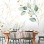 Papier peint panoramique à motif de feuilles d'eucalyptus