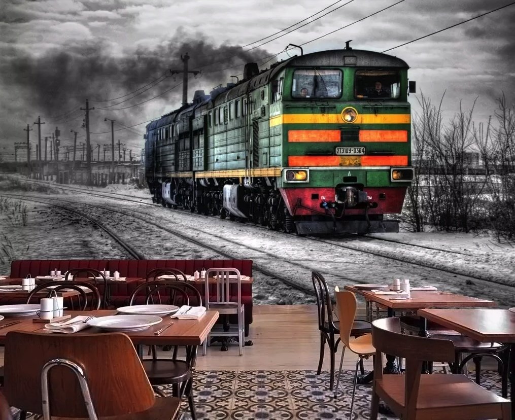 Vintage Railway Wallpaper Mural - Peel and Stick
