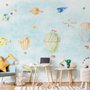 Papier peint panoramique sur les montgolfières pour enfants