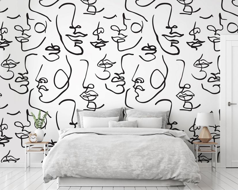 Abstract Charming Artistic Faces Wallpaper Mural