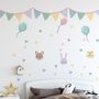 Niedliche Tiere mit bunting und Dreiecksflaggen Wandtattoo für das Kinderzimmer
