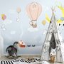 Papier peint panoramique paysage d'hiver et lapins volants dessin animé