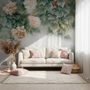 Vintage Floral and Green Leaf Wallpaper Mural