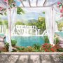 3D-Look Wasserfall Landschaft und malerischer Garten Fototapete