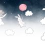 Papier peint panoramique de nuit avec lapin et éléphant