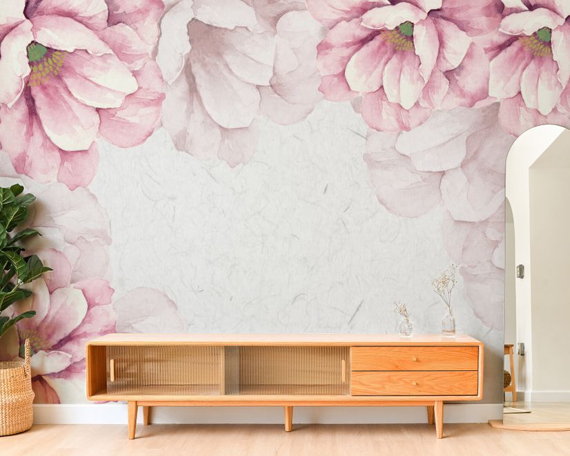Pastel Pink Flower Wallpaper Mural