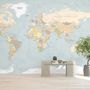 Navy Blue Political World Map Wallpaper Mural