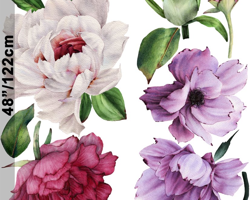 Peony Floral Colorful Bouquet Wall Decal Sticker