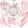 Kids Watercolor Cute Rabbit and Pink Moon with Little Stars Wall Decal Sticker