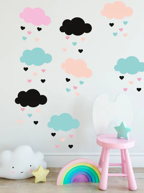 Nursery Colorful Cloud with Little Heart Wall Decal Sticker