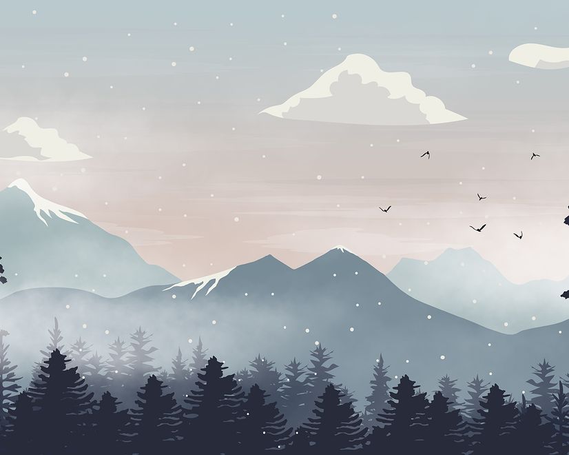 Kinder Fototapete Berglandschaft mit Schnee