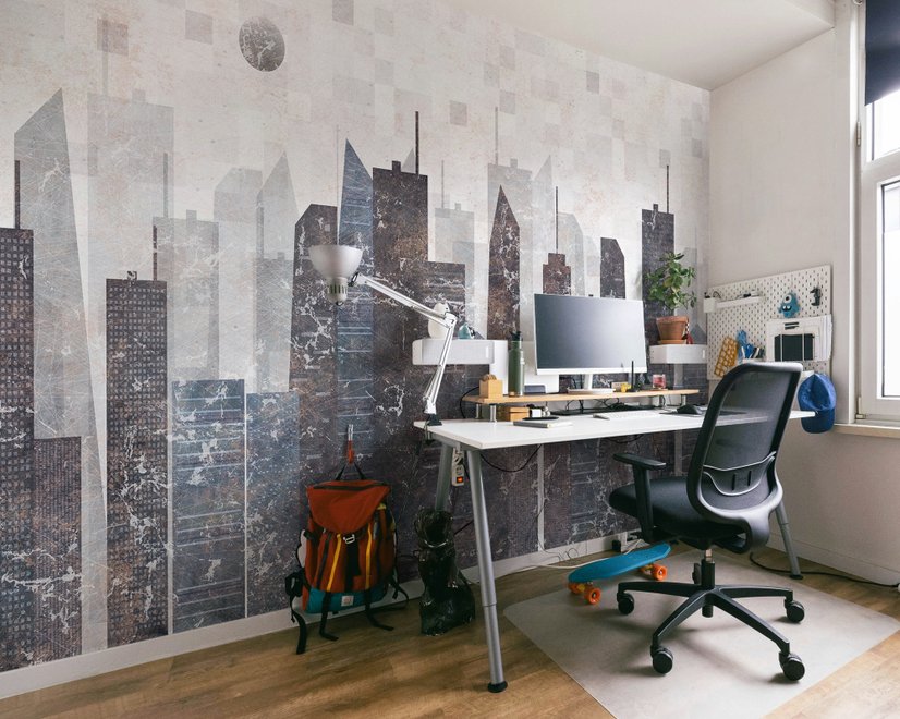 Vintage Geometric City Wallpaper Mural