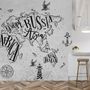 Vintage Charcoal World Map Wallpaper Mural