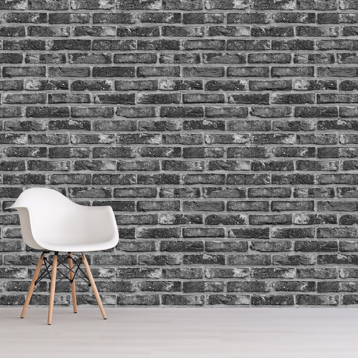 Grunge Black White Brick Wallpaper Mural - Peel and Stick