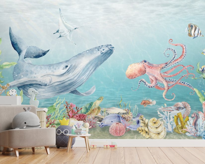 Kids Cute Whale Undersea Wallpaper Murals