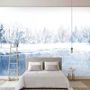 Watercolor Winter Landscape and Lake Wallpaper Mural