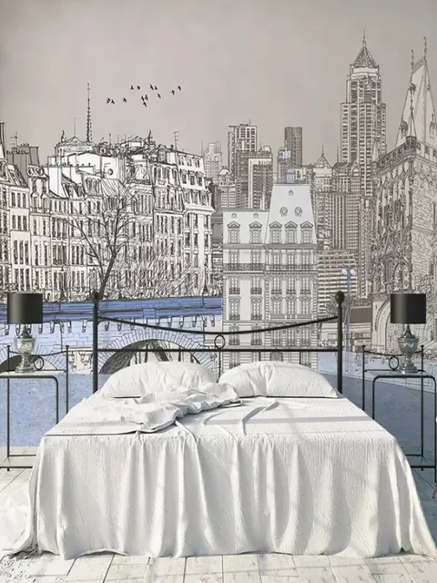 London Charcoal Drawing City Wallpaper Mural