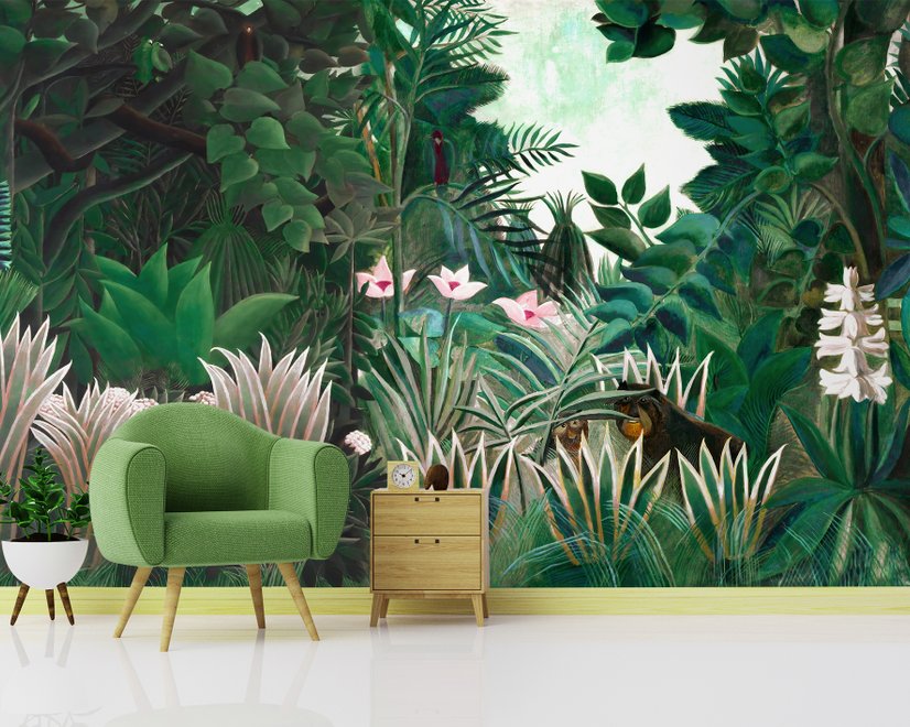 Exotic Forest Painting Landscape Wallpaper Mural