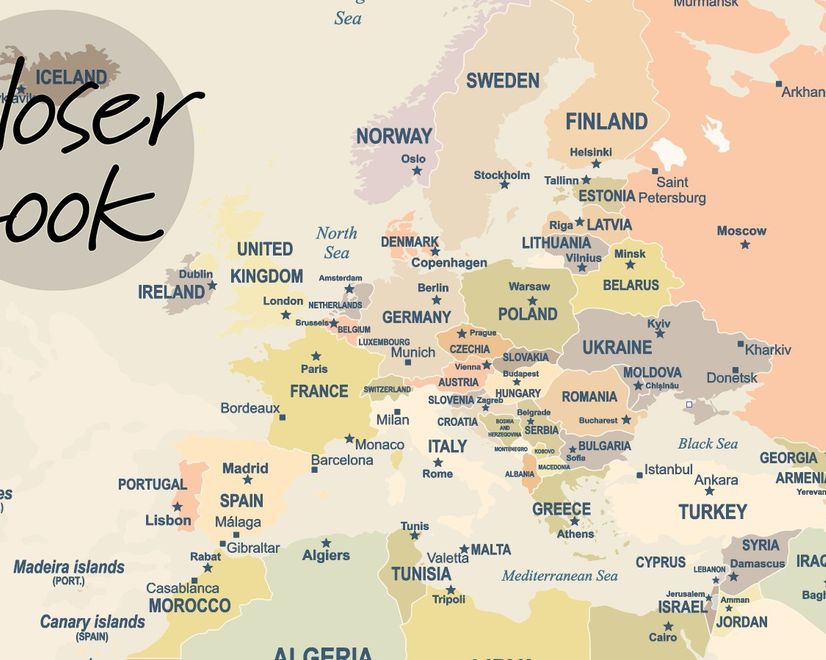 Political World Map Countries Detailed Wallpaper Mural