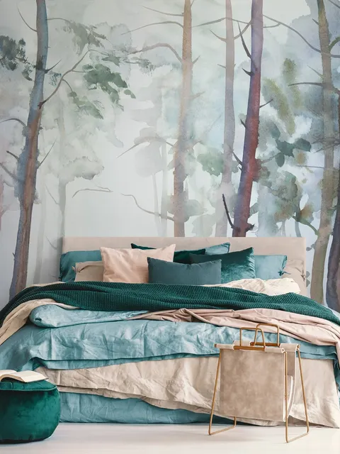 Watercolor Trees Wallpaper Mural