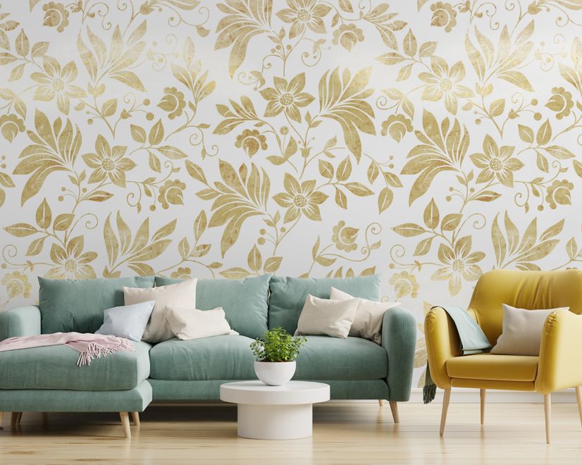 Damask Pattern Floral Art Wallpaper Mural