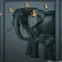 3D Embossed Look Dark Elephant and Birds Wallpaper Mural