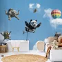 Kinder Fototapete mit spielerischen Tieren beim Fallschirmspringen