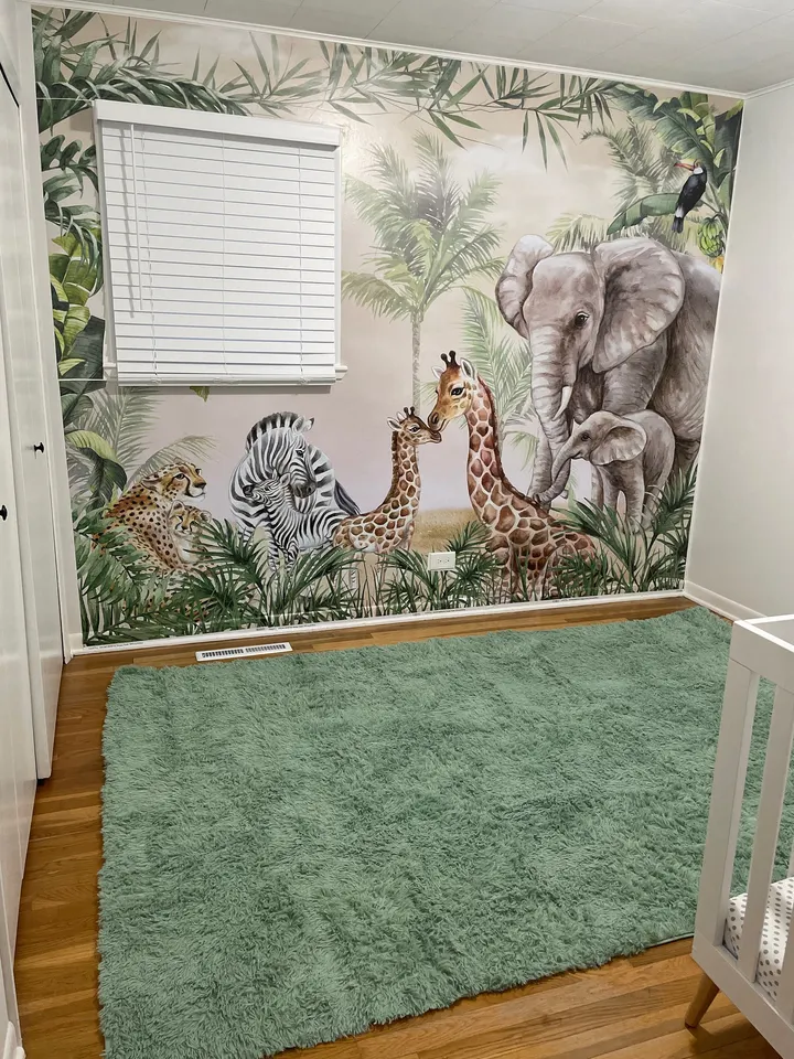 Kids Safari Animals with Cub Wallpaper Mural