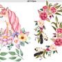 Kinder Pinkes Einhorn mit Bunten Blumen Wandtattoo