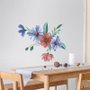 Blau Rotes Aquarell Gänseblümchen Blumenstrauß Wandtattoo