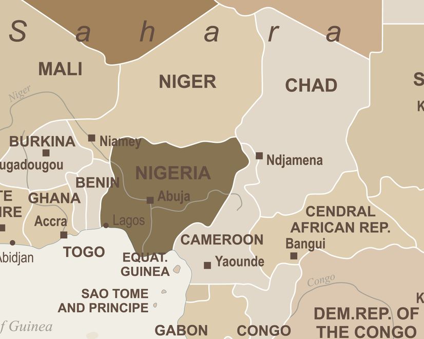 Brown Political Map Wallpaper Mural