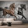 3D Embossed Look Horses Wallpaper Mural