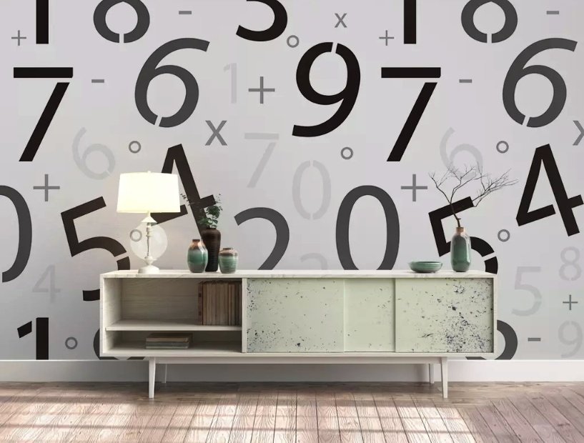 Papier peint panoramique des nombres de mathématiques