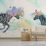 Colorful Flowery Zebra Wallpaper Mural