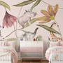 Nursery Tropical Animals with Flowers Wallpaper Mural