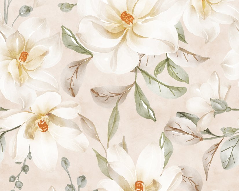 Soft Magnolia Floral Fototapete
