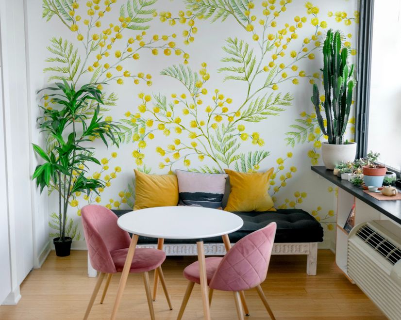 Gelbe Kräuter Fototapete mit Blumenmotiv