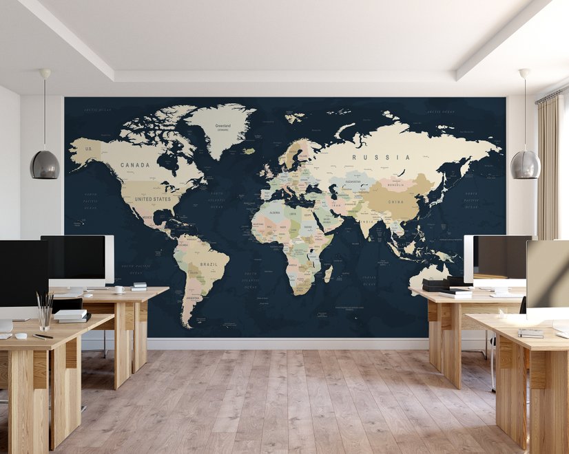 Papier peint panoramique détaillé des pays de la carte politique du monde