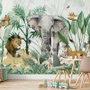 Kinder Fototapete Tropische Safari-Tiere mit Grünen Blättern