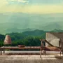 Green Mountain Silhouette Wallpaper Mural