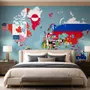 Country Flags on World Map Wallpaper Mural
