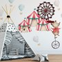 Kids Watercolor Circus Amusement Park with Little Hot Air Balloon Wall Decal Sticker