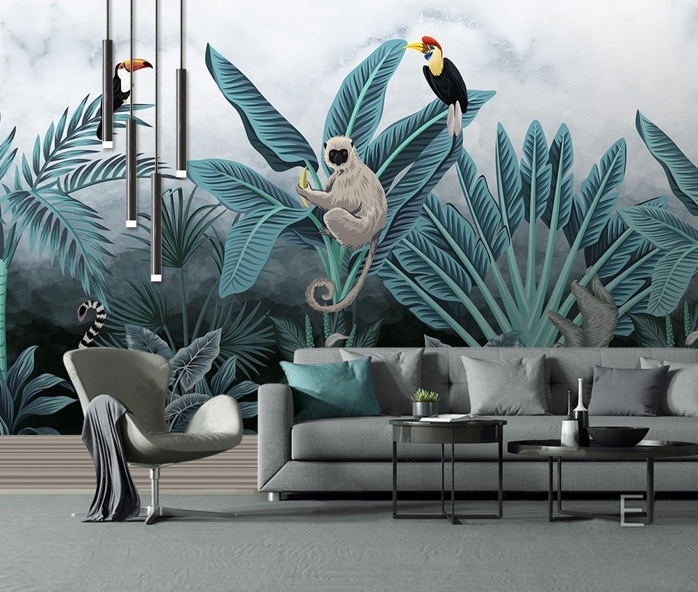 Tropical Forest with Koala Toucan Wallpaper Mural - Peel and Stick