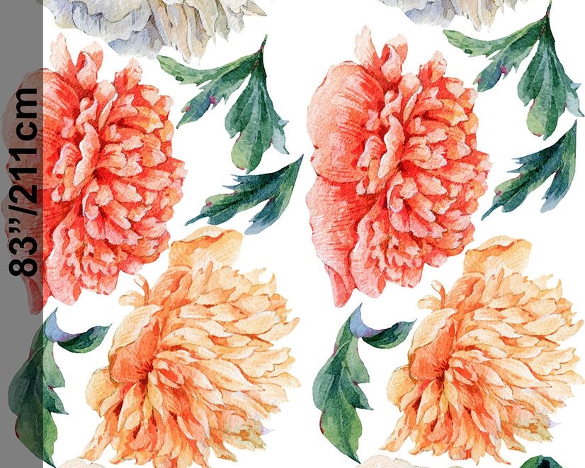 Orange Peony Floral Wall Decal Sticker