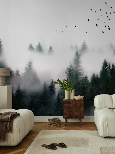 Dark Forest Misty Landscape Wallpaper Mural