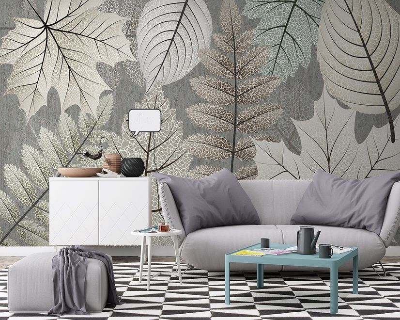 Scandinavian Style Unique Leaves Wallpaper Mural