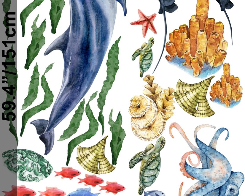 Kids Undersea Animals Wall Decal Sticker
