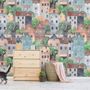 Kids Small Town Cute Watercolor House Wallpaper Mural