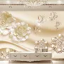 Papier peint panoramique de fleurs en perles d'or