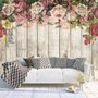 Vintage Blumen mit Holz Fototapete
